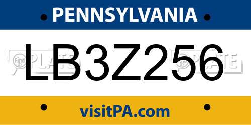 LB3Z256 Pennsylvania License Plate
