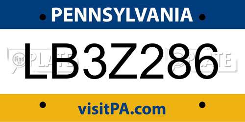 LB3Z286 Pennsylvania License Plate
