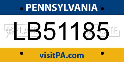 LB51185 Pennsylvania License Plate