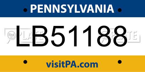 LB51188 Pennsylvania License Plate