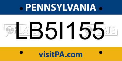 LB5I155 Pennsylvania License Plate
