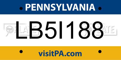 LB5I188 Pennsylvania License Plate