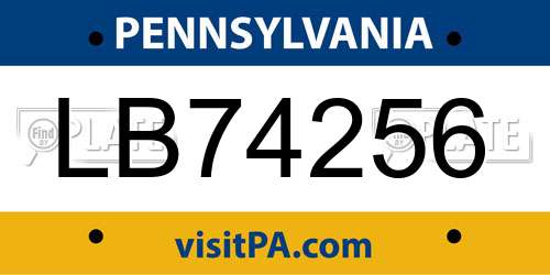 LB74256 Pennsylvania License Plate