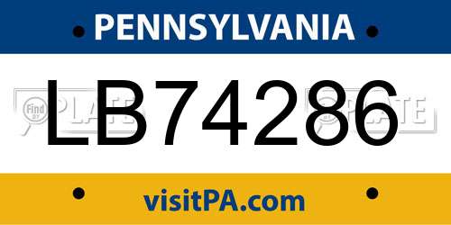 LB74286 Pennsylvania License Plate