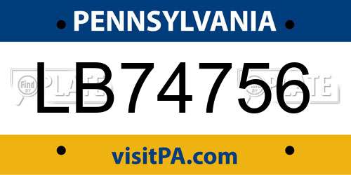 LB74756 Pennsylvania License Plate