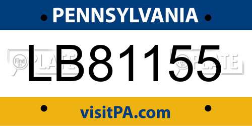 LB81155 Pennsylvania License Plate