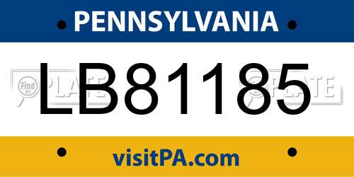 LB81185 Pennsylvania License Plate