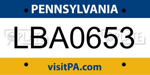 LBA0653 Pennsylvania License Plate