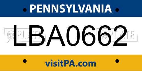 LBA0662 Pennsylvania License Plate