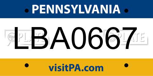 LBA0667 Pennsylvania License Plate