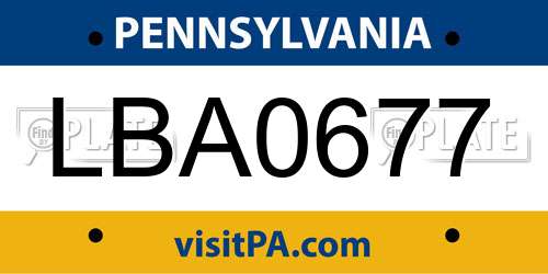 LBA0677 Pennsylvania License Plate