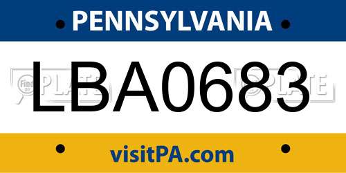 LBA0683 Pennsylvania License Plate