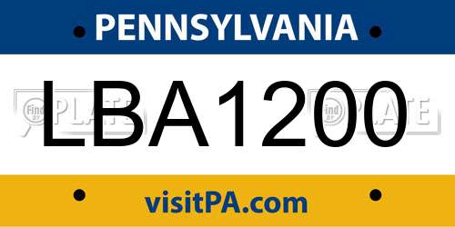 LBA1200 Pennsylvania License Plate