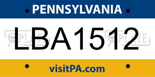 LBA1512 Pennsylvania License Plate