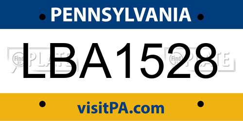 LBA1528 Pennsylvania License Plate