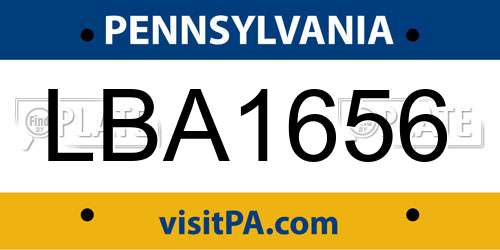 LBA1656 Pennsylvania License Plate