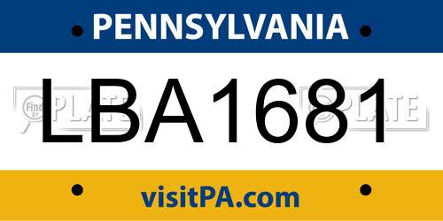 LBA1681 Pennsylvania License Plate