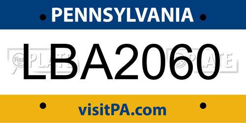 LBA2060 Pennsylvania License Plate
