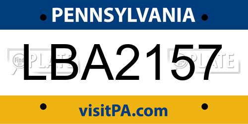 LBA2157 Pennsylvania License Plate