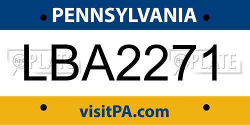 LBA2271 Pennsylvania License Plate