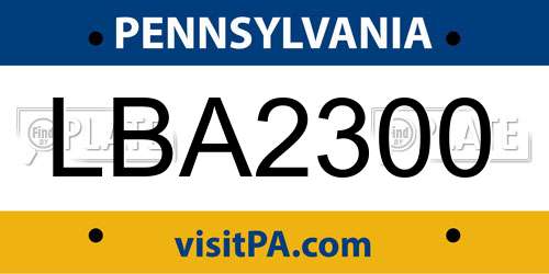 LBA2300 Pennsylvania License Plate