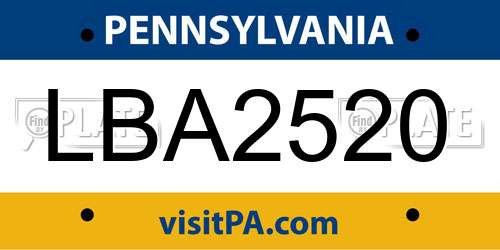 LBA2520 Pennsylvania License Plate