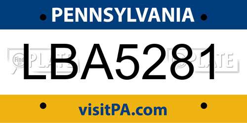 LBA5281 Pennsylvania License Plate