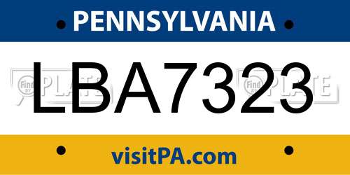 LBA7323 Pennsylvania License Plate