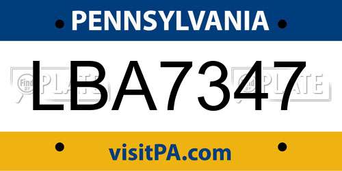 LBA7347 Pennsylvania License Plate