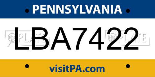 LBA7422 Pennsylvania License Plate