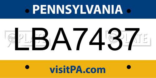 LBA7437 Pennsylvania License Plate