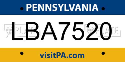 LBA7520 Pennsylvania License Plate