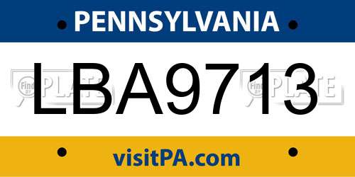 LBA9713 Pennsylvania License Plate