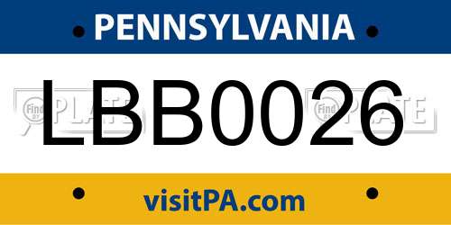 LBB0026 Pennsylvania License Plate