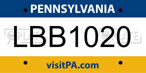 LBB1020 Pennsylvania License Plate