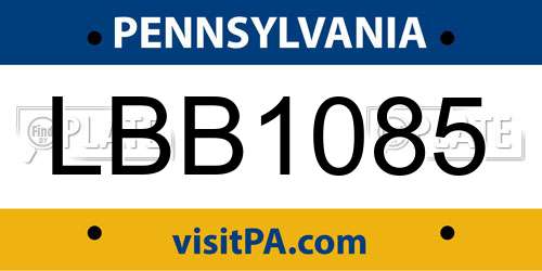 LBB1085 Pennsylvania License Plate