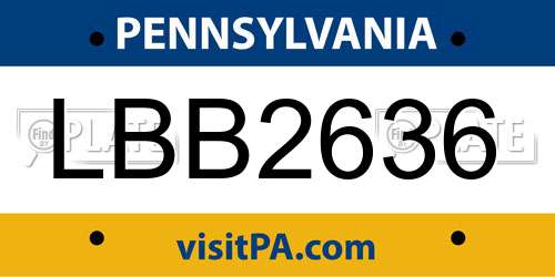 LBB2636 Pennsylvania License Plate