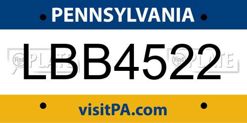LBB4522 Pennsylvania License Plate