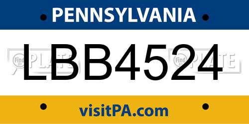 LBB4524 Pennsylvania License Plate