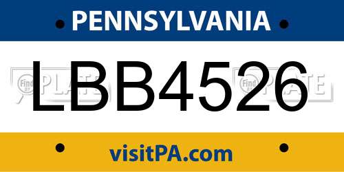 LBB4526 Pennsylvania License Plate