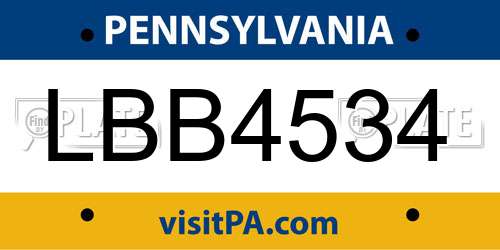 LBB4534 Pennsylvania License Plate