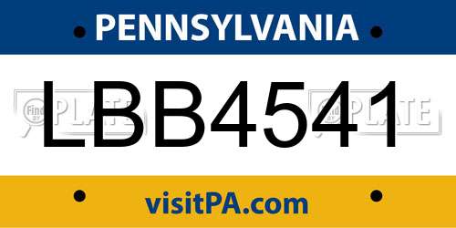 LBB4541 Pennsylvania License Plate
