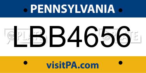 LBB4656 Pennsylvania License Plate