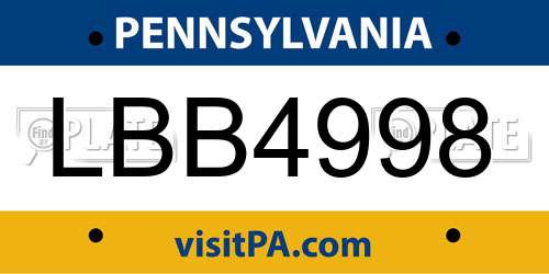 LBB4998 Pennsylvania License Plate