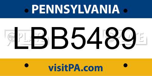 LBB5489 Pennsylvania License Plate