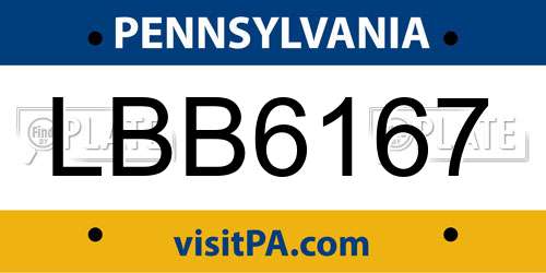 LBB6167 Pennsylvania License Plate