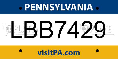 LBB7429 Pennsylvania License Plate