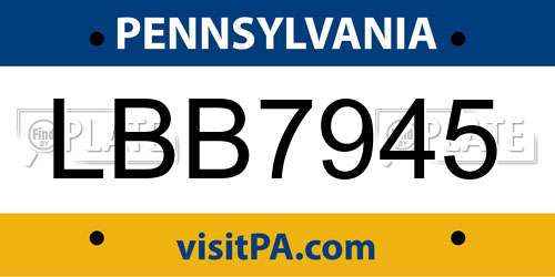 LBB7945 Pennsylvania License Plate