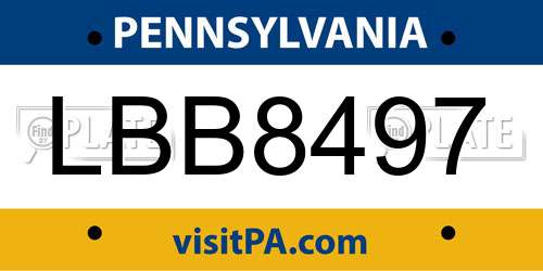 LBB8497 Pennsylvania License Plate