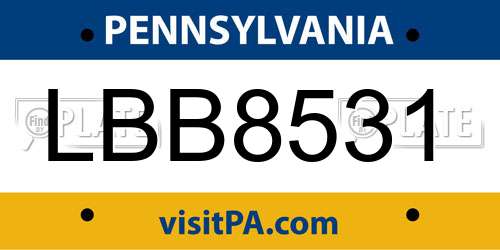 LBB8531 Pennsylvania License Plate